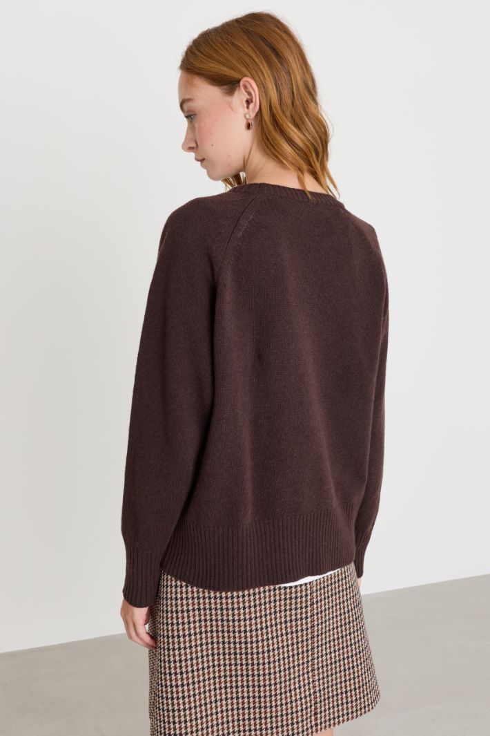 Maglia boxy con maniche raglan - MARRONE - Intrend - 4