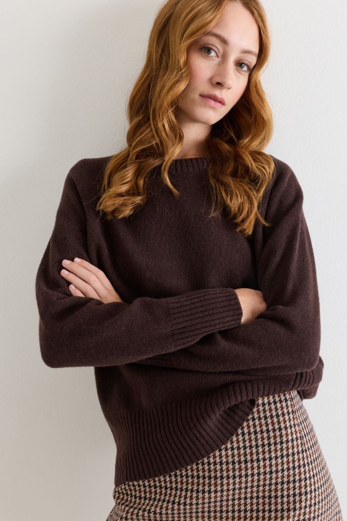 Maglia boxy con maniche raglan - MARRONE - Intrend - 3