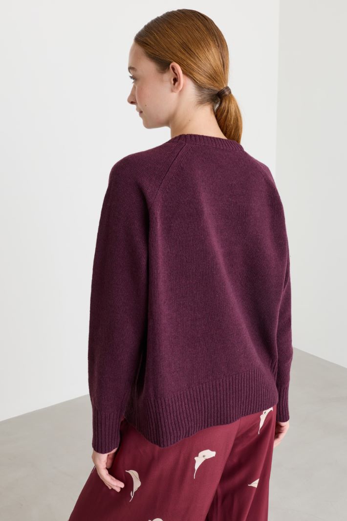 Boxy raglan-sleeve jumper - BORDEAUX - Intrend - 4