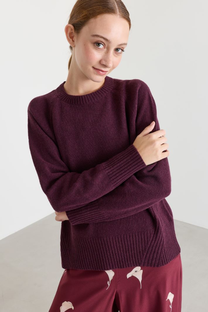 Boxy raglan-sleeve jumper - BORDEAUX - Intrend - 3