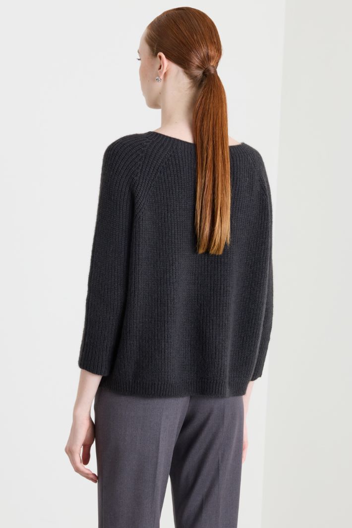 Maglia ampia a costine - GRIGIO - Intrend - 4