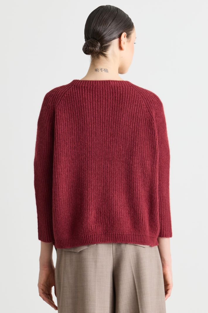 Maglia ampia a costine - ROSSO - Intrend - 4