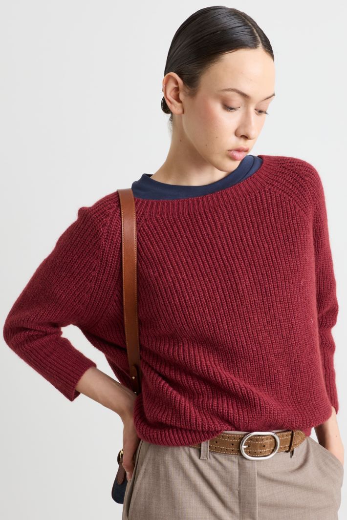 Maglia ampia a costine - ROSSO - Intrend - 2
