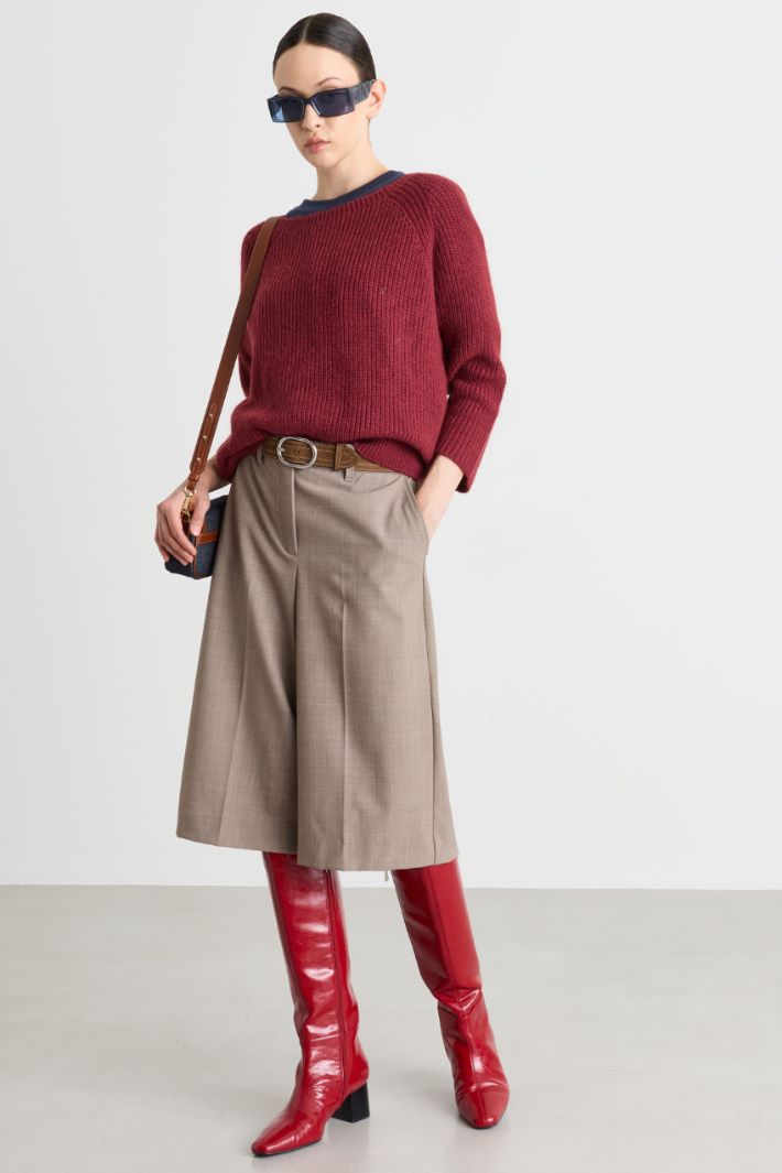 Maglia ampia a costine - ROSSO - Intrend