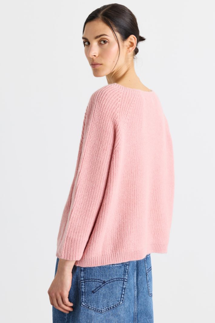 Maglia ampia a costine - ROSA - Intrend - 4
