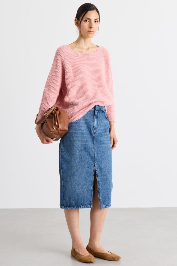 Maglia ampia a costine - ROSA - Intrend