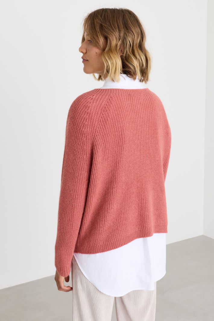 Maglia ampia a costine - BEIGE - Intrend - 4