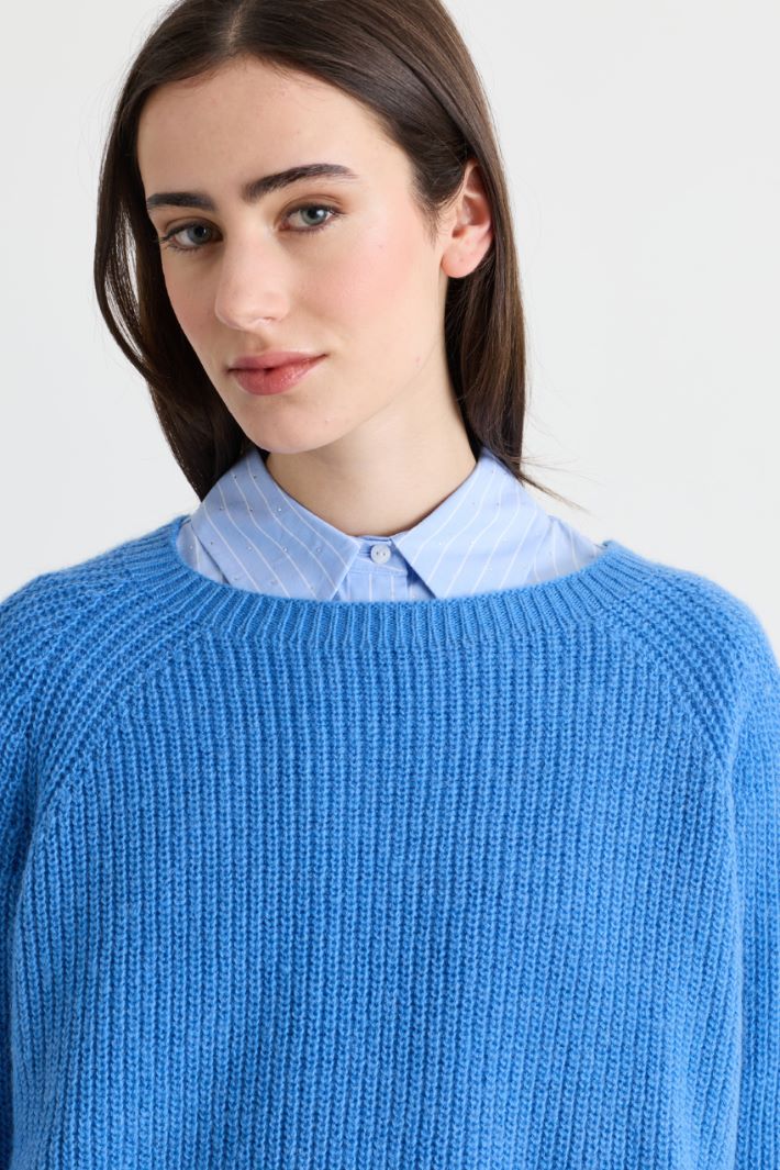 Maglia ampia a costine - AZZURRO - Intrend - 3