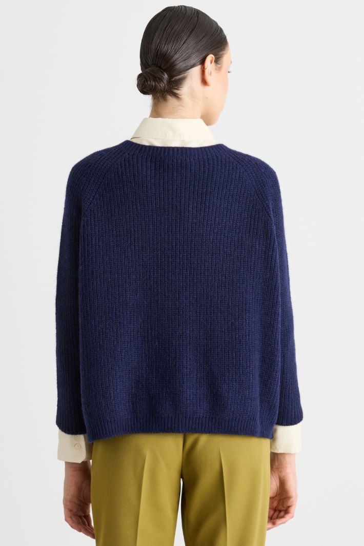 Maglia ampia a costine - BLU - Intrend - 4