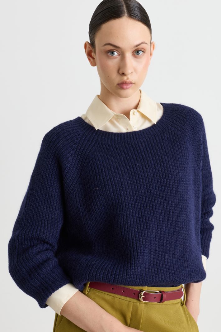 Maglia ampia a costine - BLU - Intrend - 2