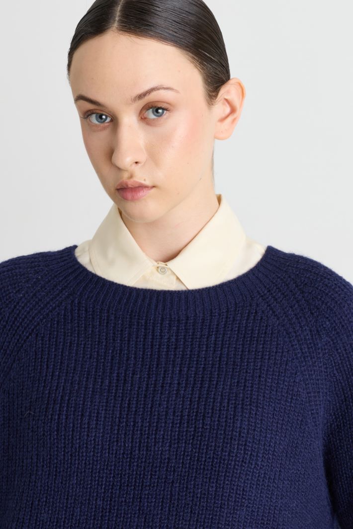Maglia ampia a costine - BLU - Intrend - 3