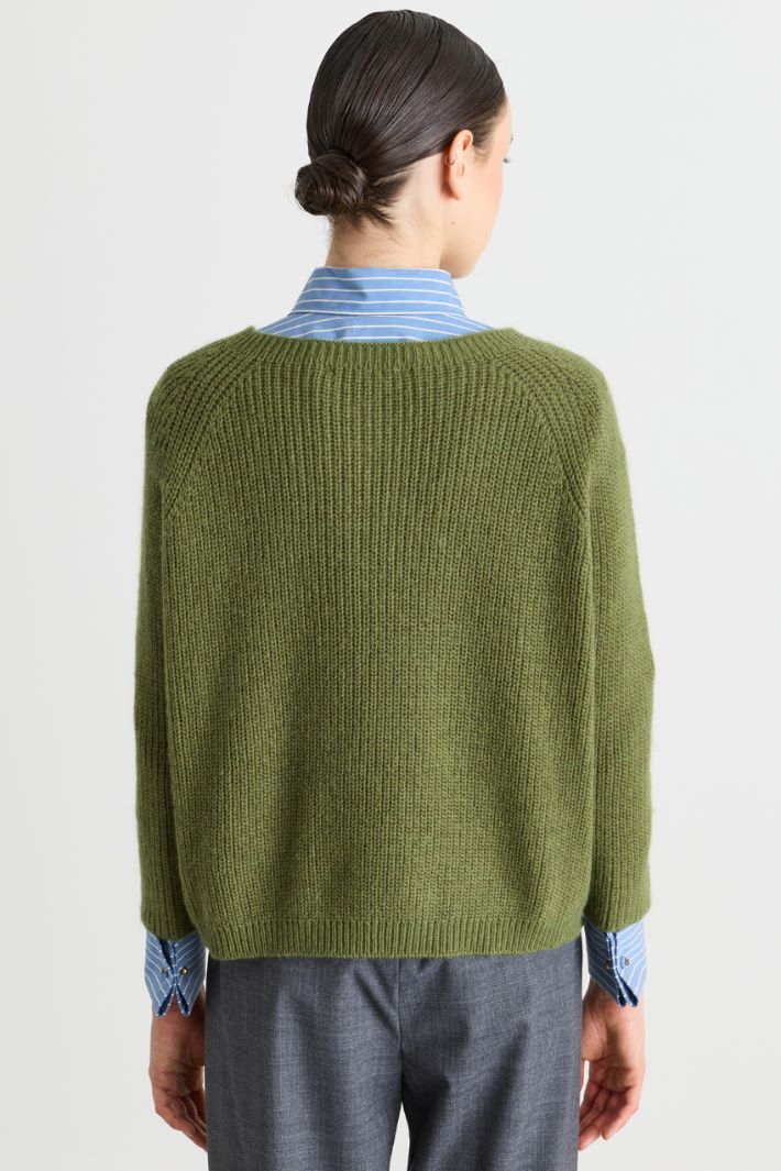 Maglia ampia a costine - VERDE - Intrend - 4