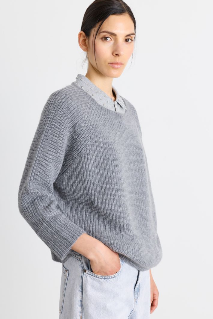 Maglia ampia a costine - GRIGIO - Intrend - 3