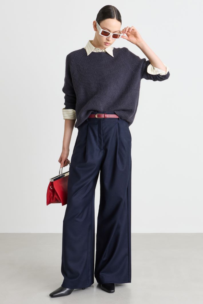 Maglia ampia a costine - GRIGIO - Intrend