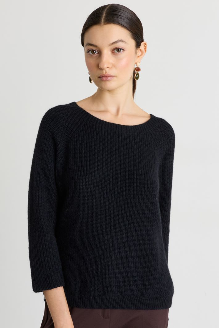 Maglia ampia a costine - NERO - Intrend - 3