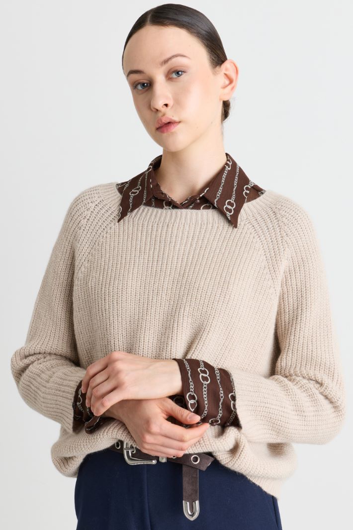 Maglia ampia a costine - BEIGE - Intrend - 2