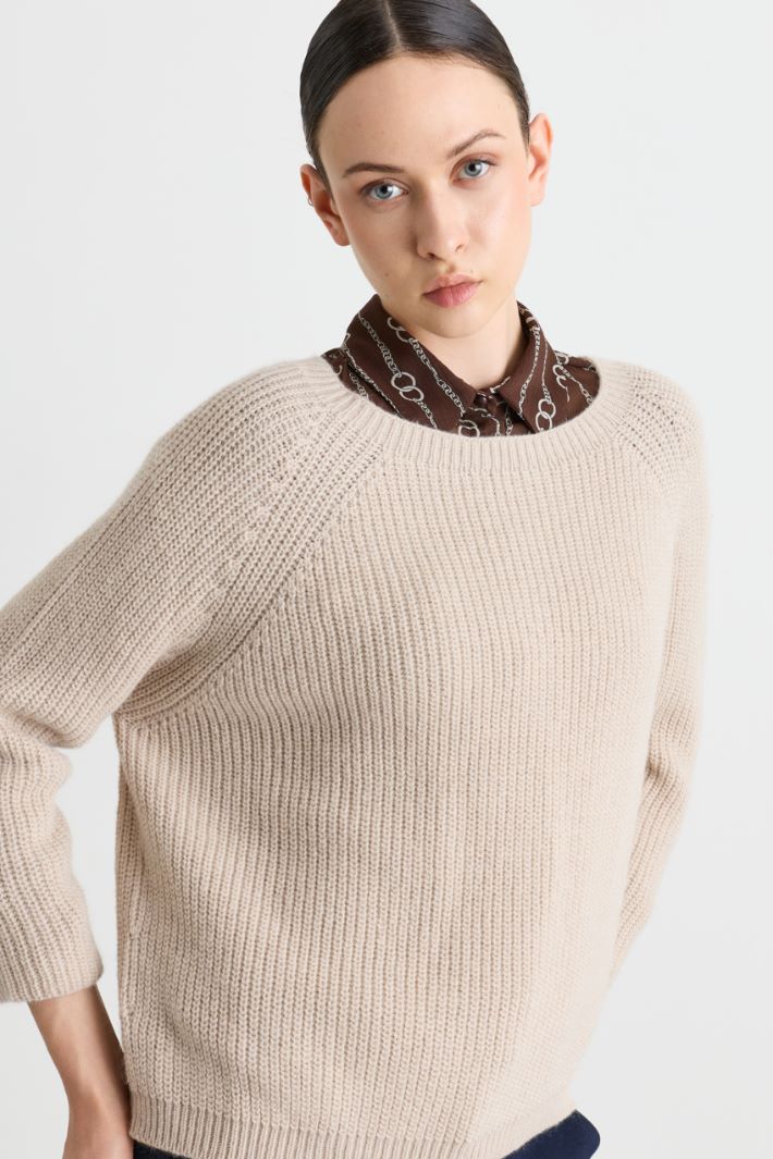 Maglia ampia a costine - BEIGE - Intrend - 3