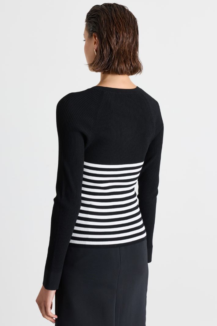 Pull côtelé - NOIR BLANC - Intrend - 4