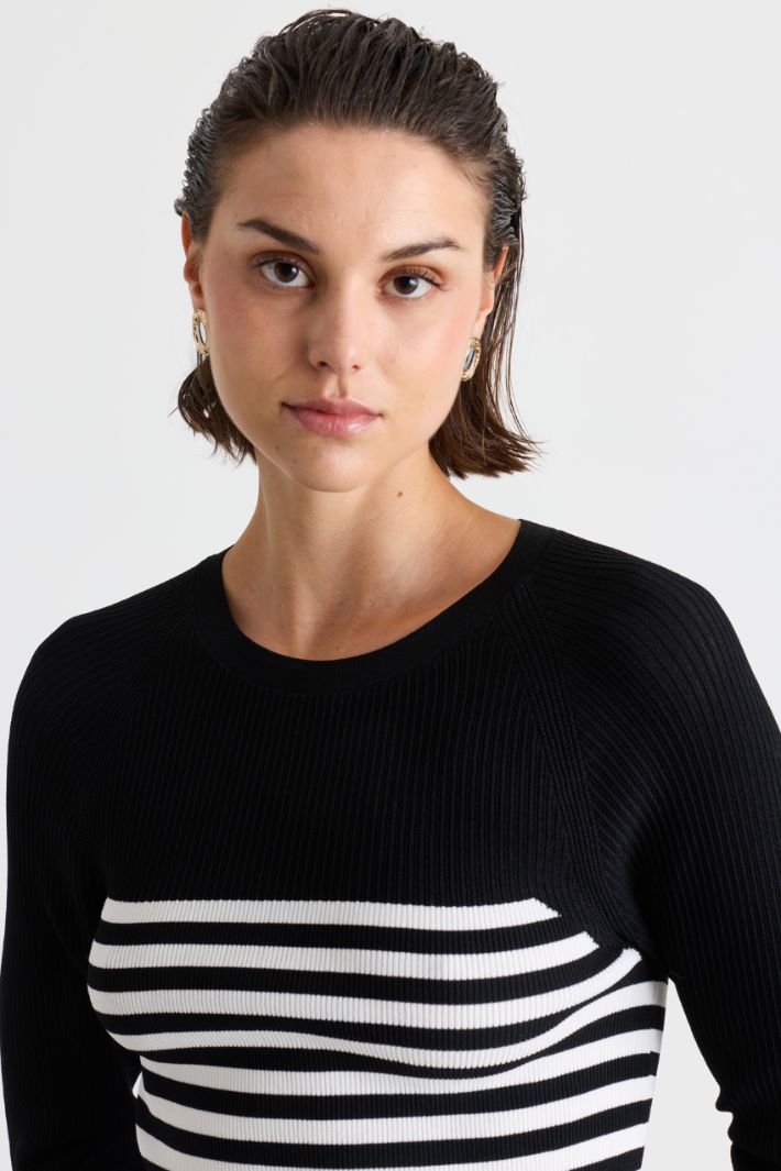 Pull côtelé - NOIR BLANC - Intrend - 3