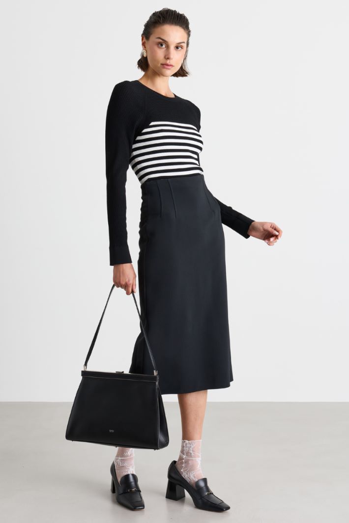 Pull côtelé - NOIR BLANC - Intrend