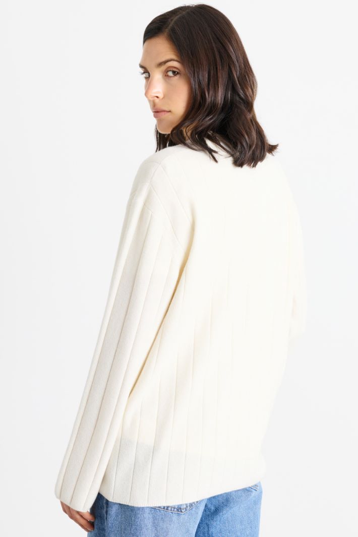 Rib-knit jumper - WHITE - Intrend - 4