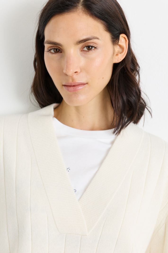 Rib-knit jumper - WHITE - Intrend - 3