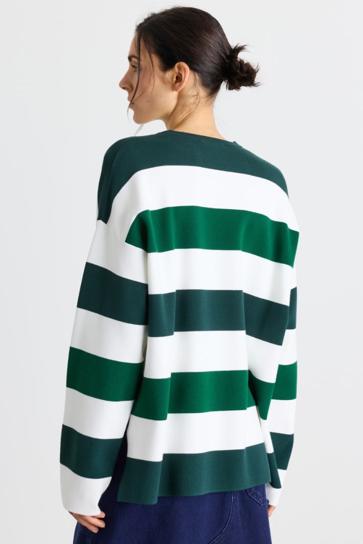 Boxy jumper in stretch viscose - BLUE GREEN - Intrend - 4