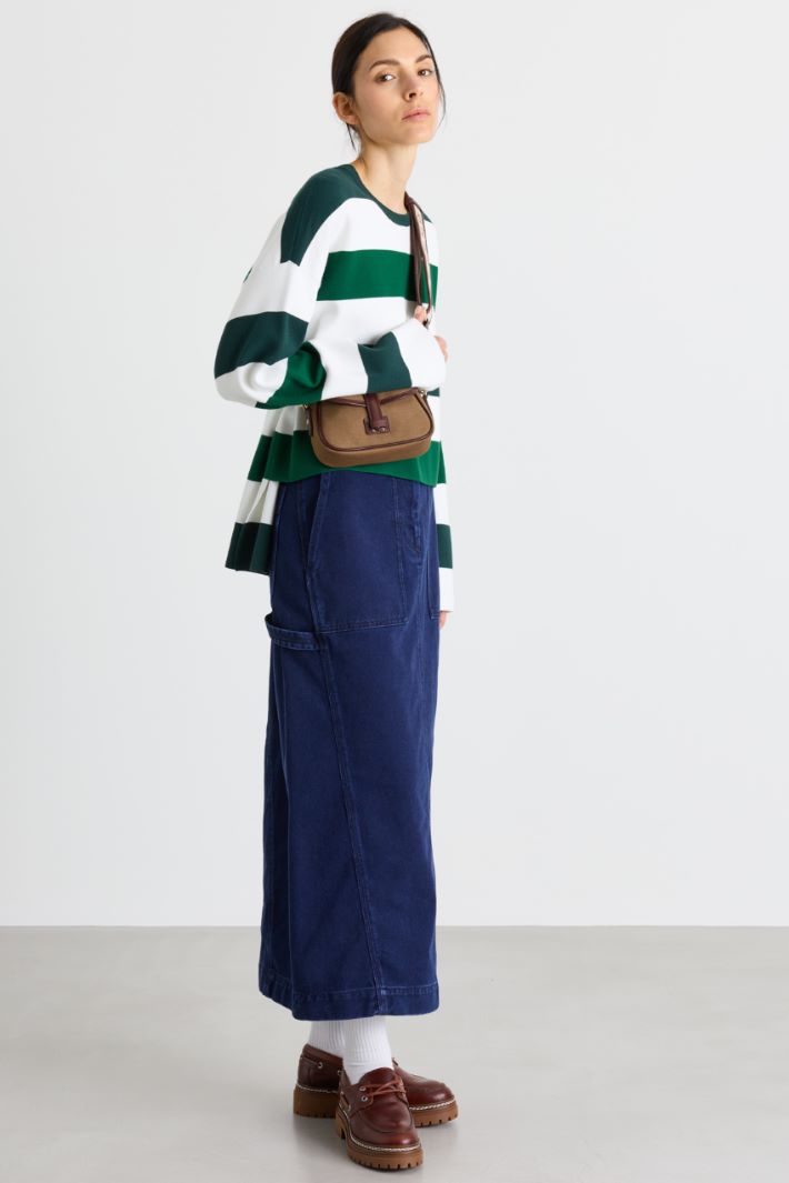 Boxy jumper in stretch viscose - BLUE GREEN - Intrend