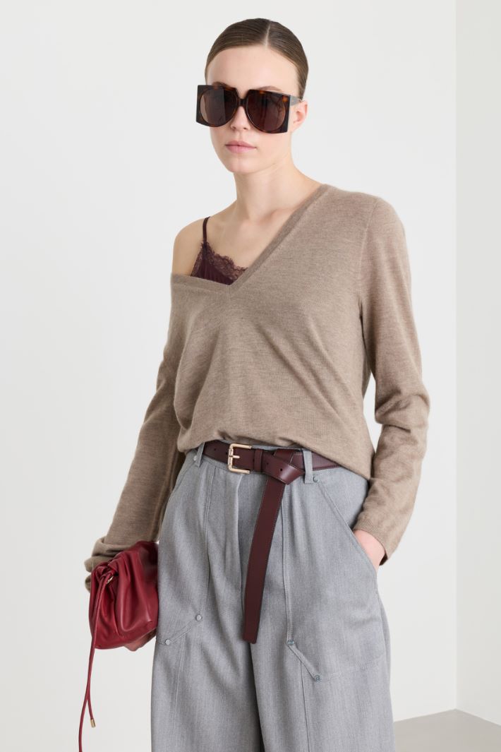 Feinstrickpullover aus reinem Kaschmir - BEIGE - Intrend - 2