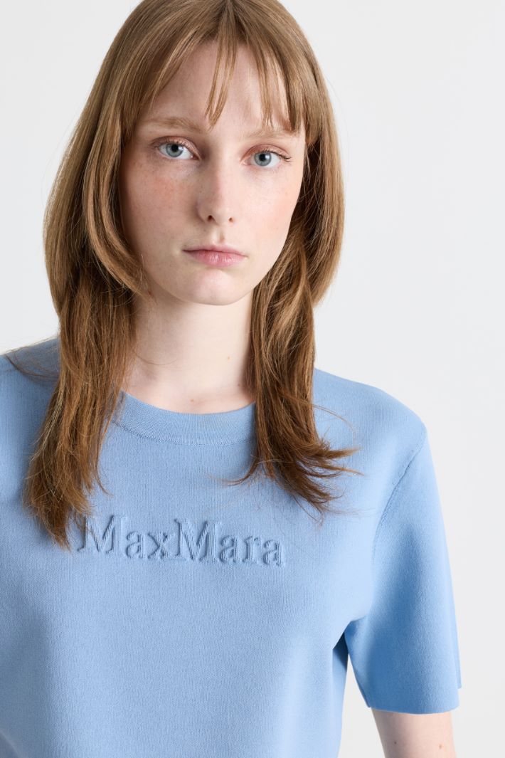 Short-Sleeved Crew-Neck Top - LIGHT BLUE - Intrend - 3