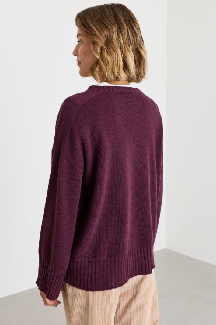 Pullover mit Rippstrick-Details - BORDEAUX - Intrend - 4