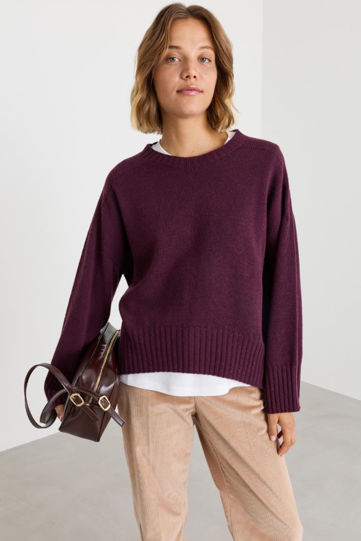 Pullover mit Rippstrick-Details - BORDEAUX - Intrend - 2