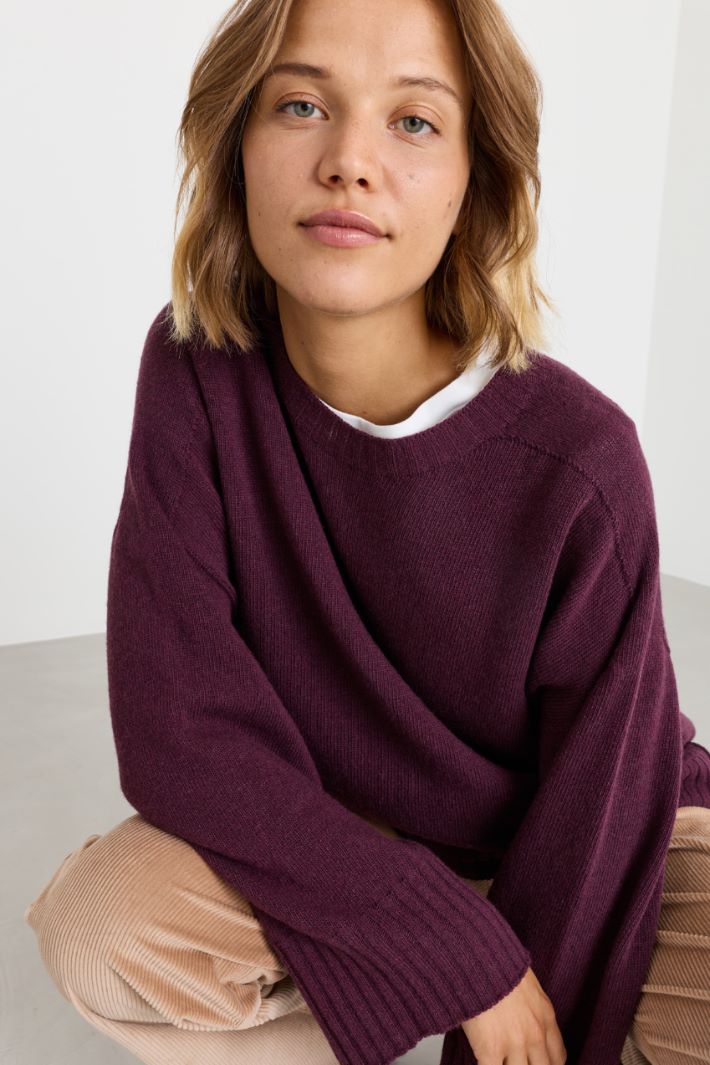 Pullover mit Rippstrick-Details - BORDEAUX - Intrend - 3
