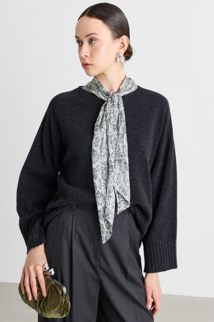 Rib-trimmed jumper - GREY - Intrend - 2