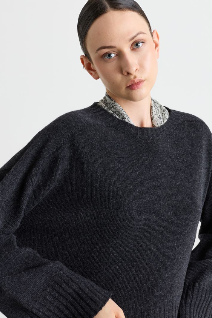Rib-trimmed jumper - GREY - Intrend - 3