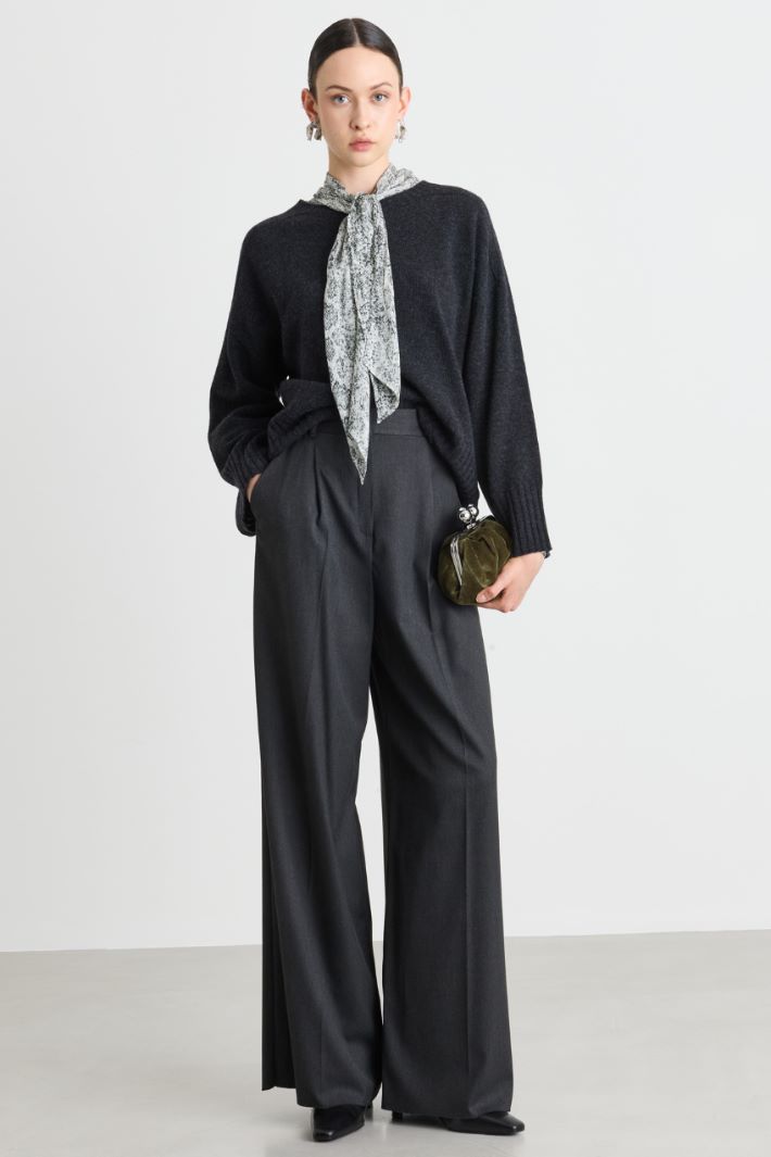 Rib-trimmed jumper - GREY - Intrend