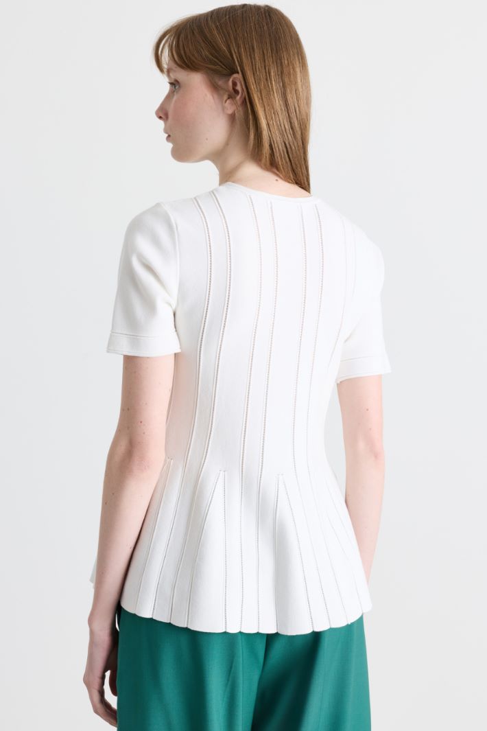 Patterned Pointelle Top - WHITE - Intrend - 4