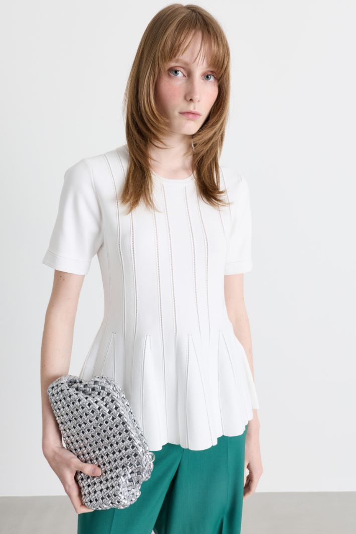 Patterned Pointelle Top - WHITE - Intrend - 2