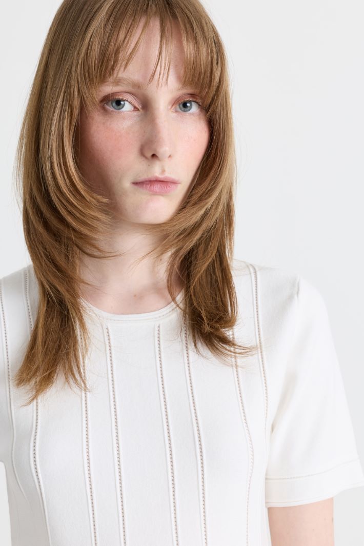 Patterned Pointelle Top - WHITE - Intrend - 3