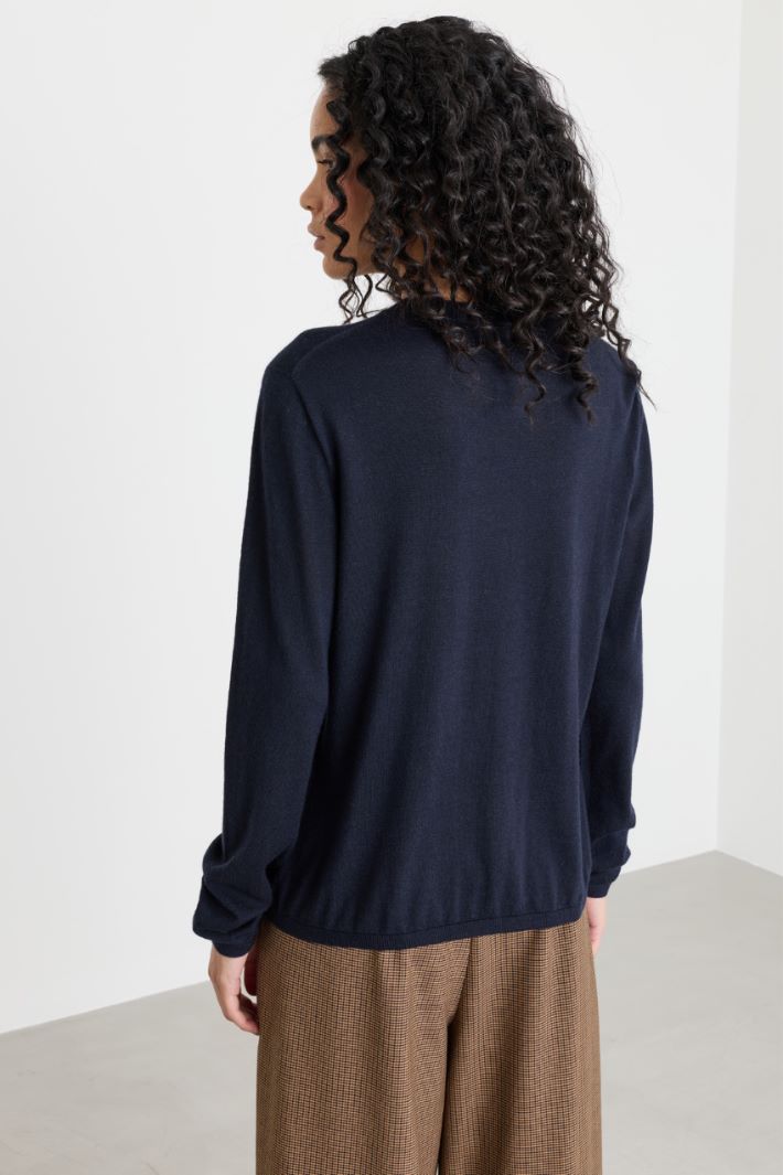 Cashmere round-neck jumper - BLUE - Intrend - 4