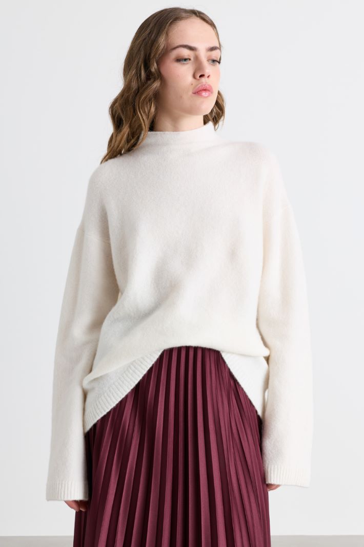 Pull coupe boxy à col montant - BLANC - Intrend - 2