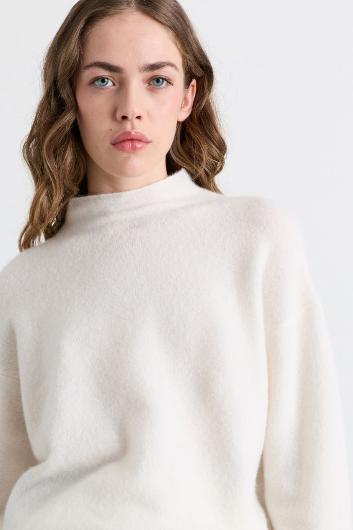 Pull coupe boxy à col montant - BLANC - Intrend - 3