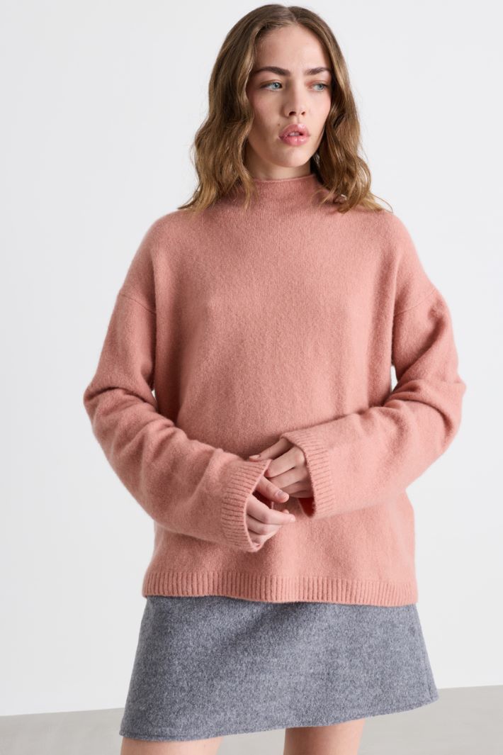 Boxy crater-neck jumper - PINK - Intrend - 2