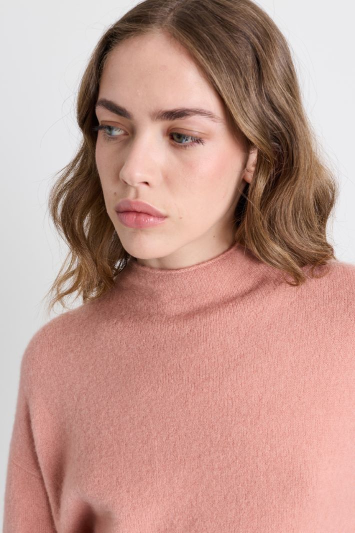 Boxy crater-neck jumper - PINK - Intrend - 3