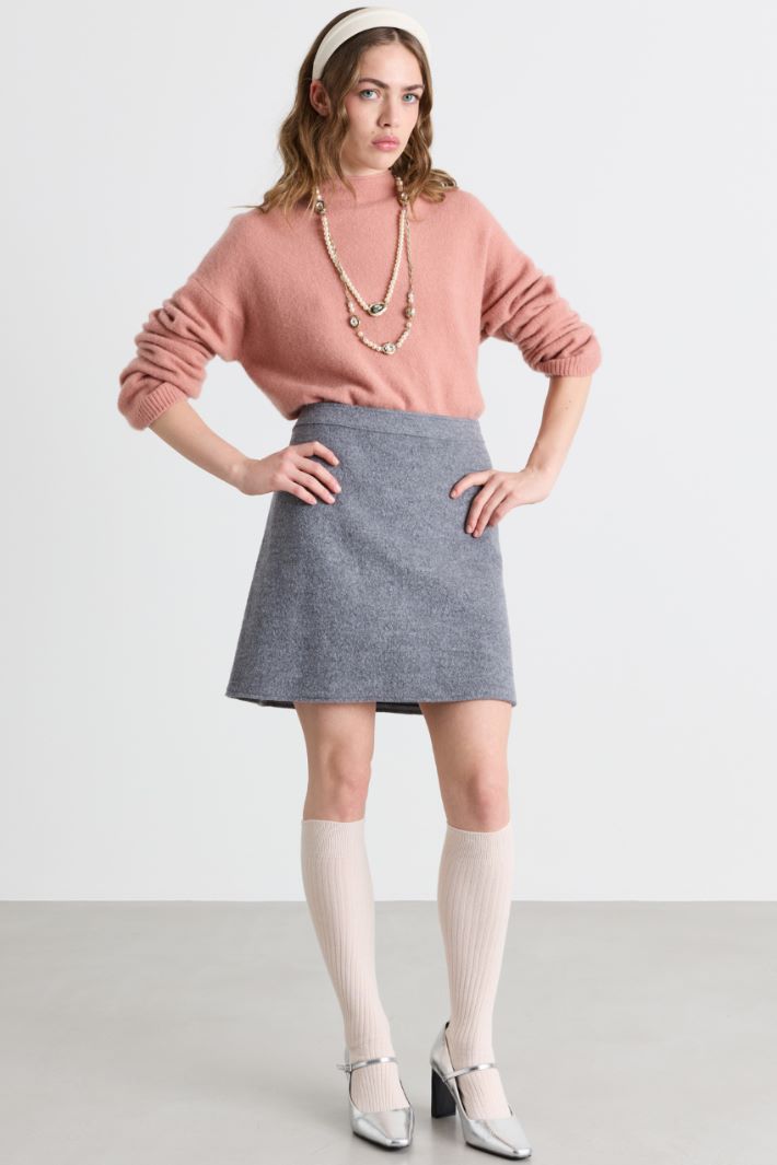 Boxy crater-neck jumper - PINK - Intrend