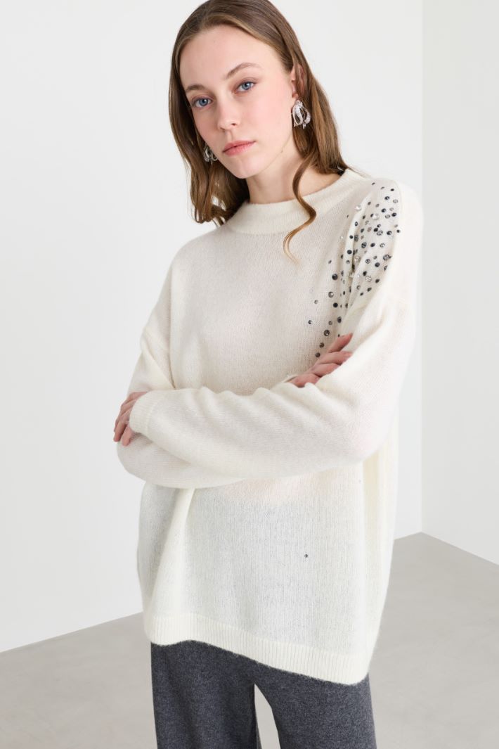 Maglia con strass - BIANCO NERO - Intrend - 2
