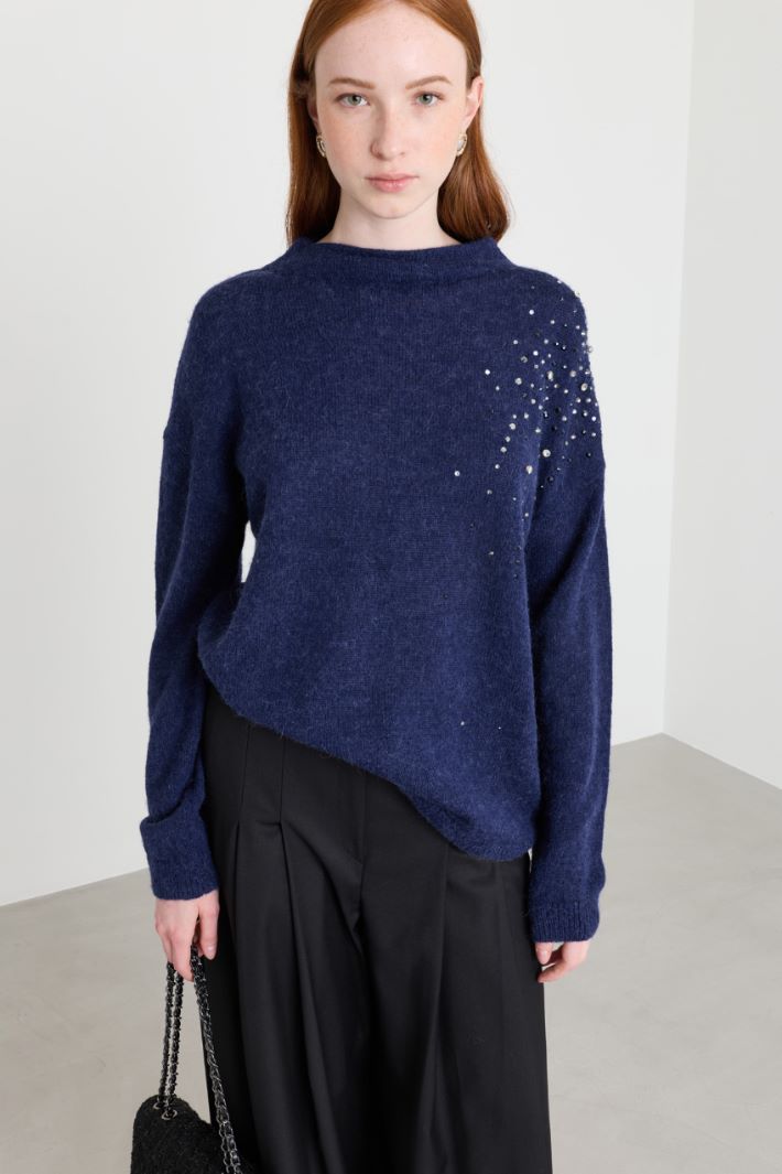 Maglia con strass - BLU - Intrend - 2
