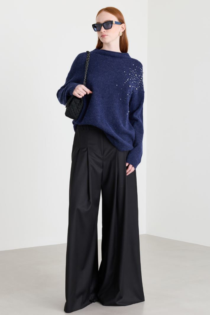 Maglia con strass - BLU - Intrend