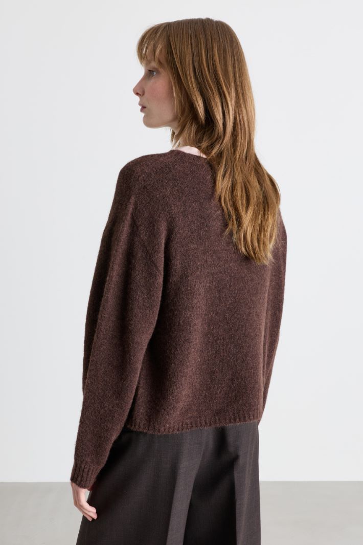 Maglia girocollo stretch - MARRONE - Intrend - 4