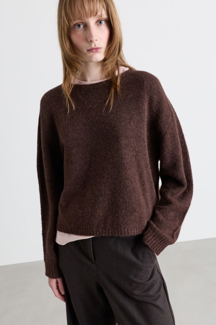 Maglia girocollo stretch - MARRONE - Intrend - 2